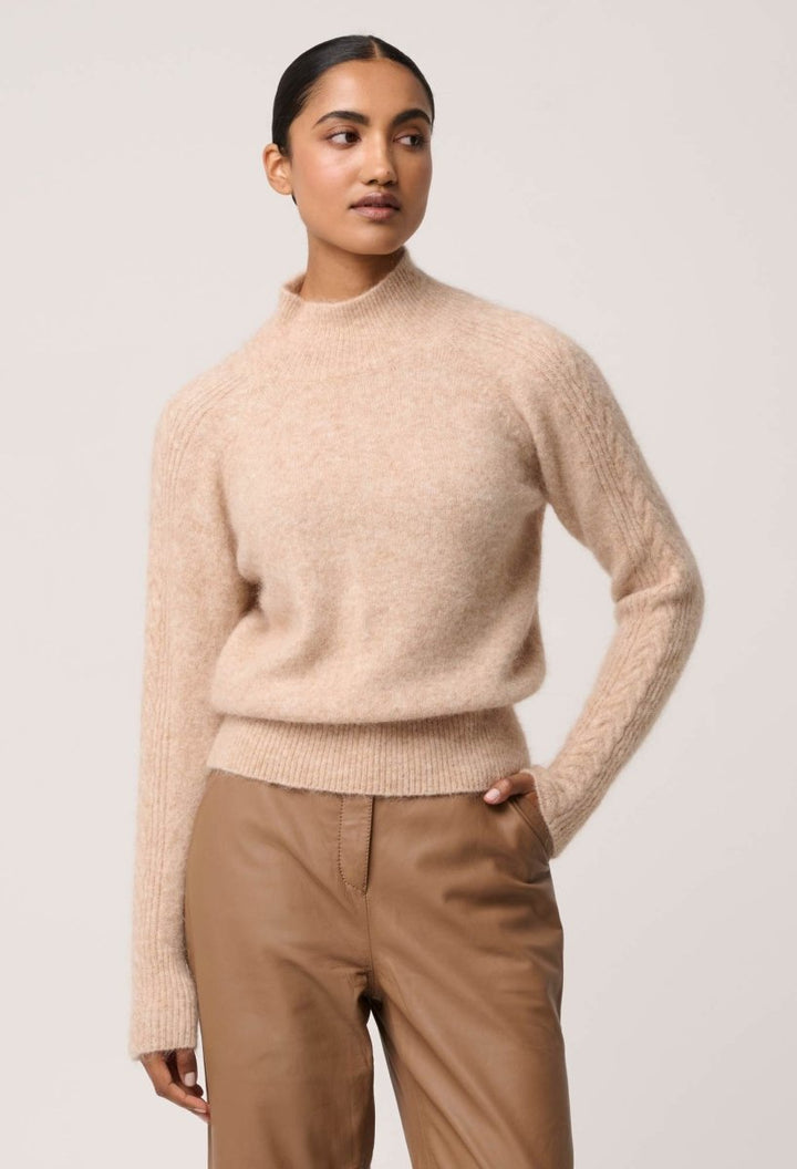 Savanna Alpaca Wool Blend Fluffy Sweater in Almond Knit Once Was