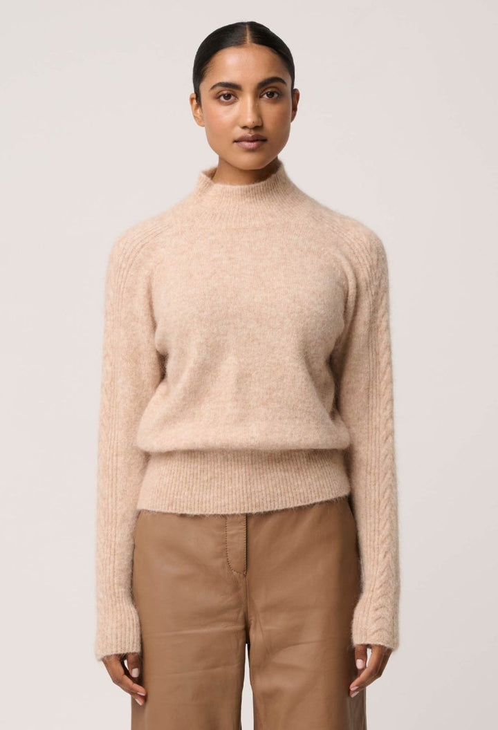 Savanna Alpaca Wool Blend Fluffy Sweater in Almond Knit Once Was