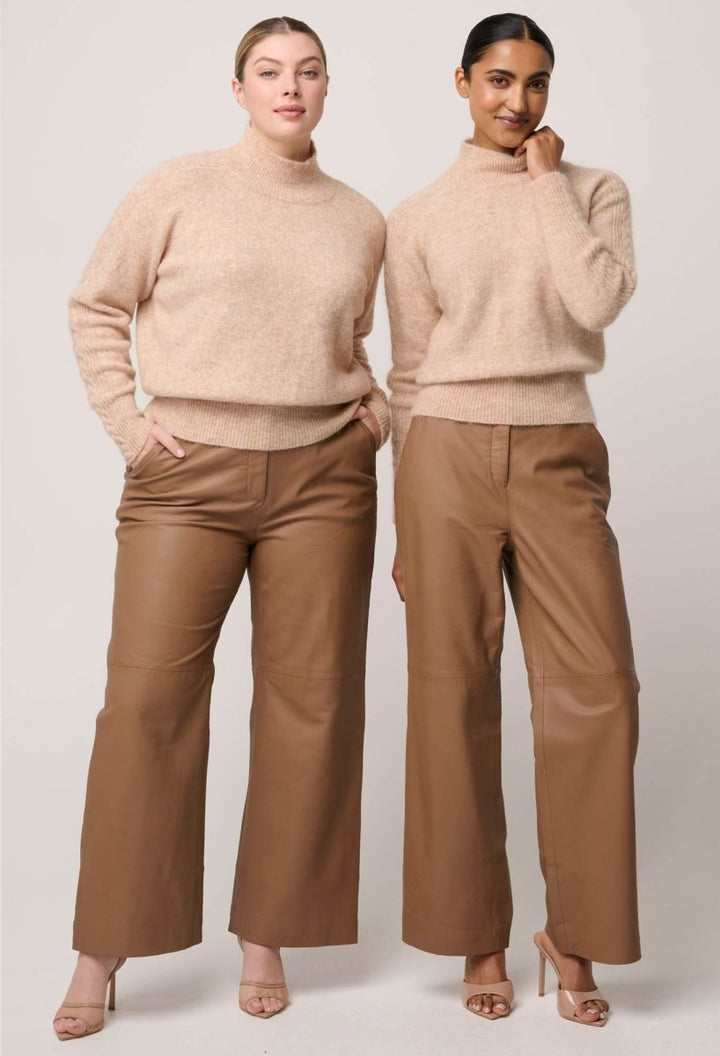 Savanna Alpaca Wool Blend Fluffy Sweater in Almond Knit Once Was