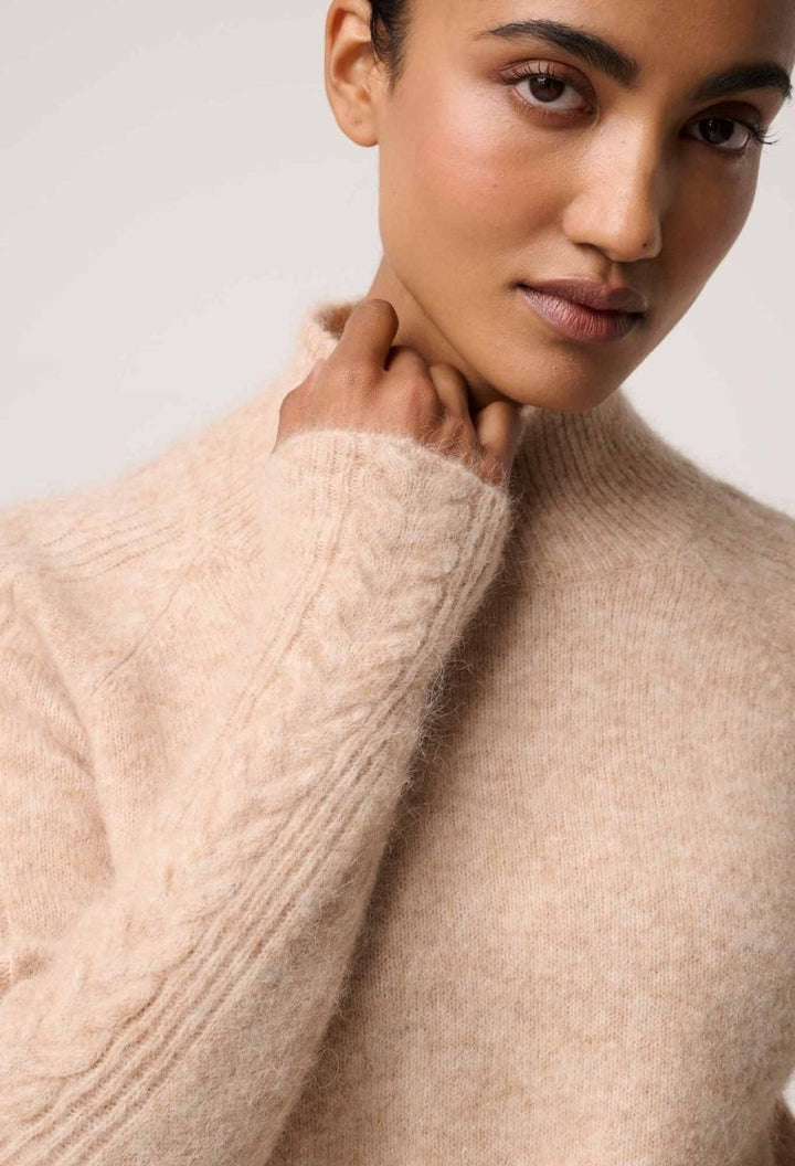 Savanna Alpaca Wool Blend Fluffy Sweater in Almond Knit Once Was