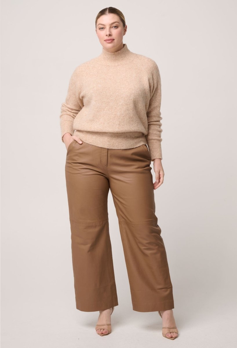 Savanna Alpaca Wool Blend Fluffy Sweater in Almond Knit Once Was