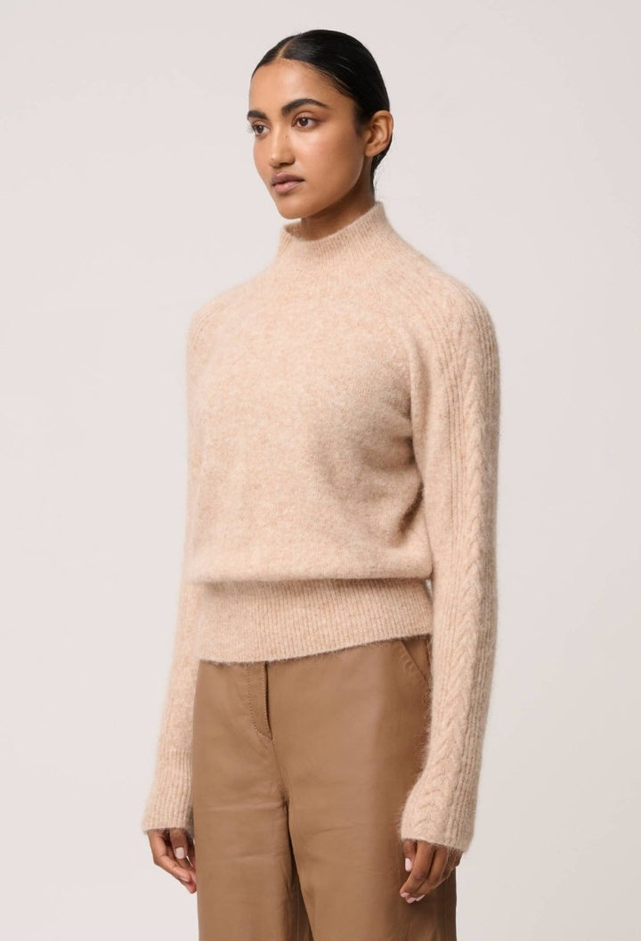 Savanna Alpaca Wool Blend Fluffy Sweater in Almond Knit Once Was