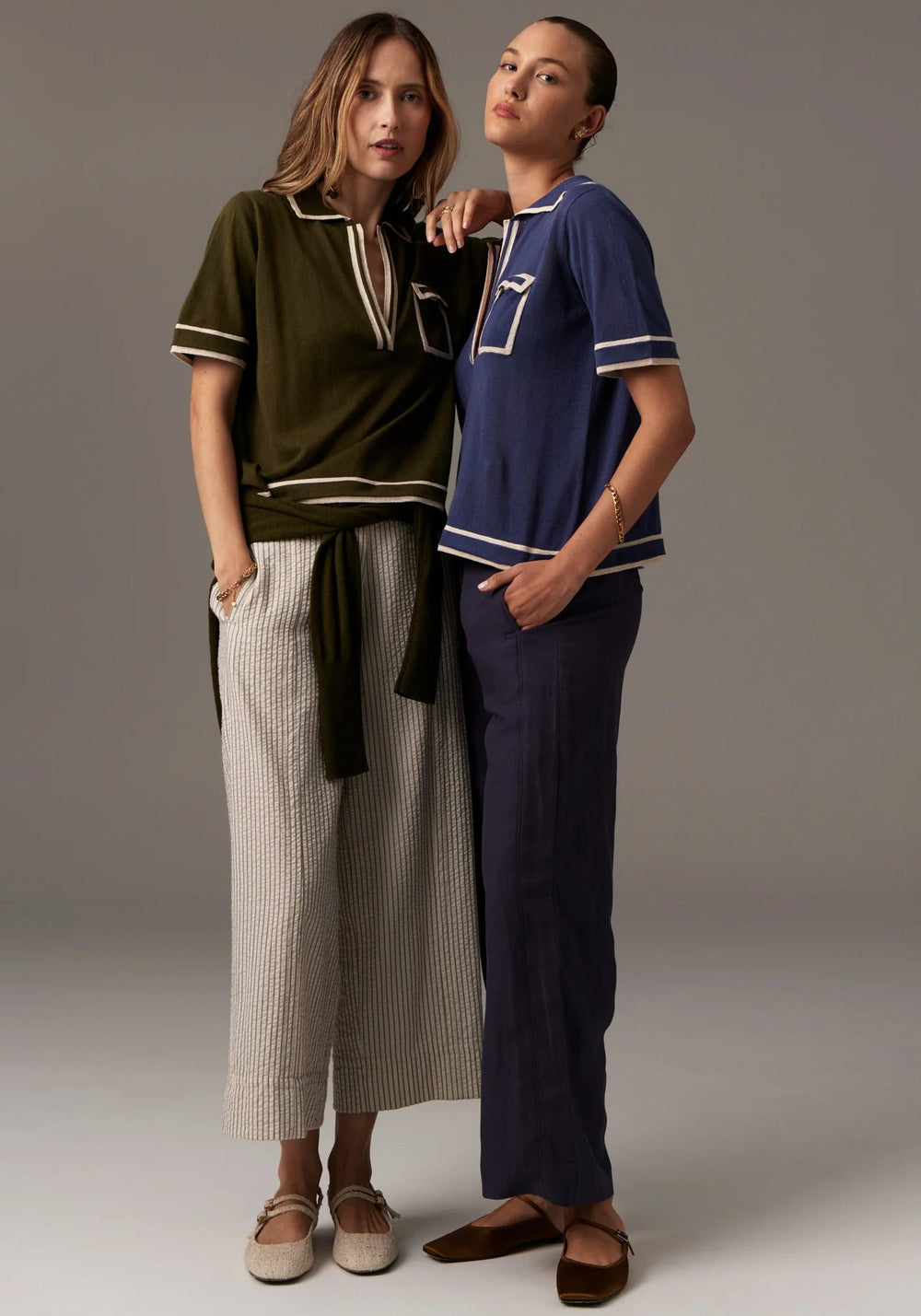 Sela Knit Polo - Khaki / Gold knits POL