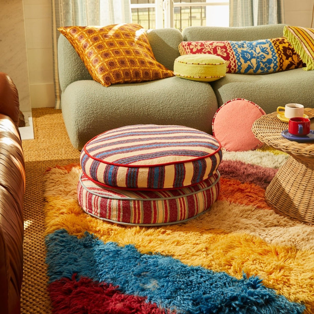 Selene Woven Floor Cushion - Azure - Stanleyandstone