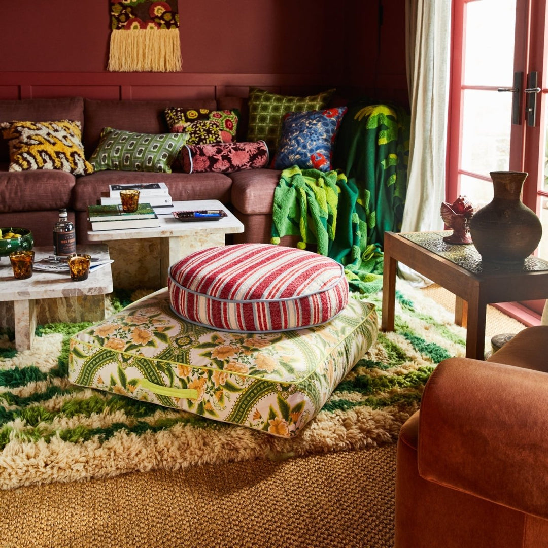 Selene Woven Floor Cushion - Crimson - Stanleyandstone