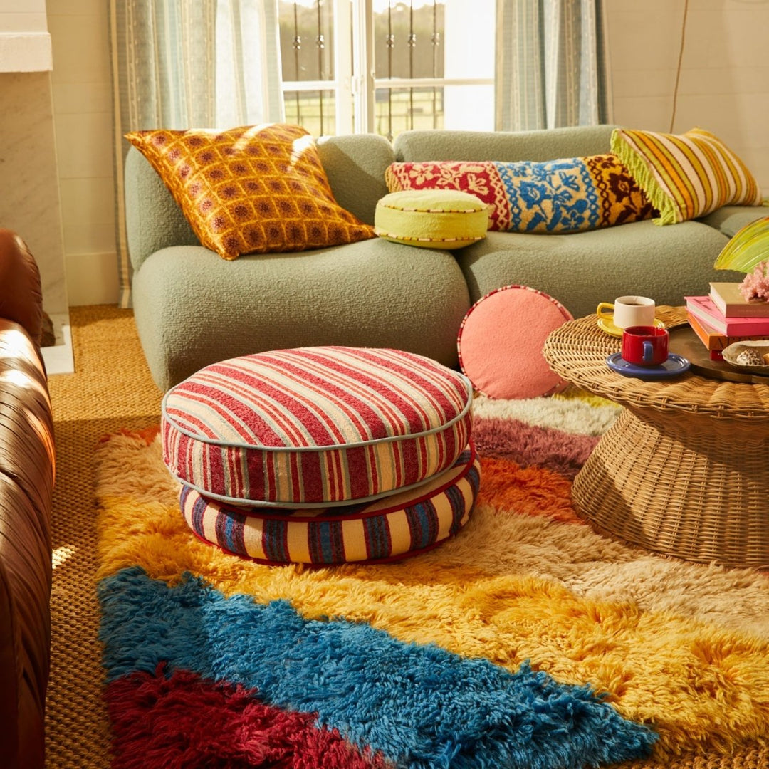 Selene Woven Floor Cushion - Crimson - Stanleyandstone