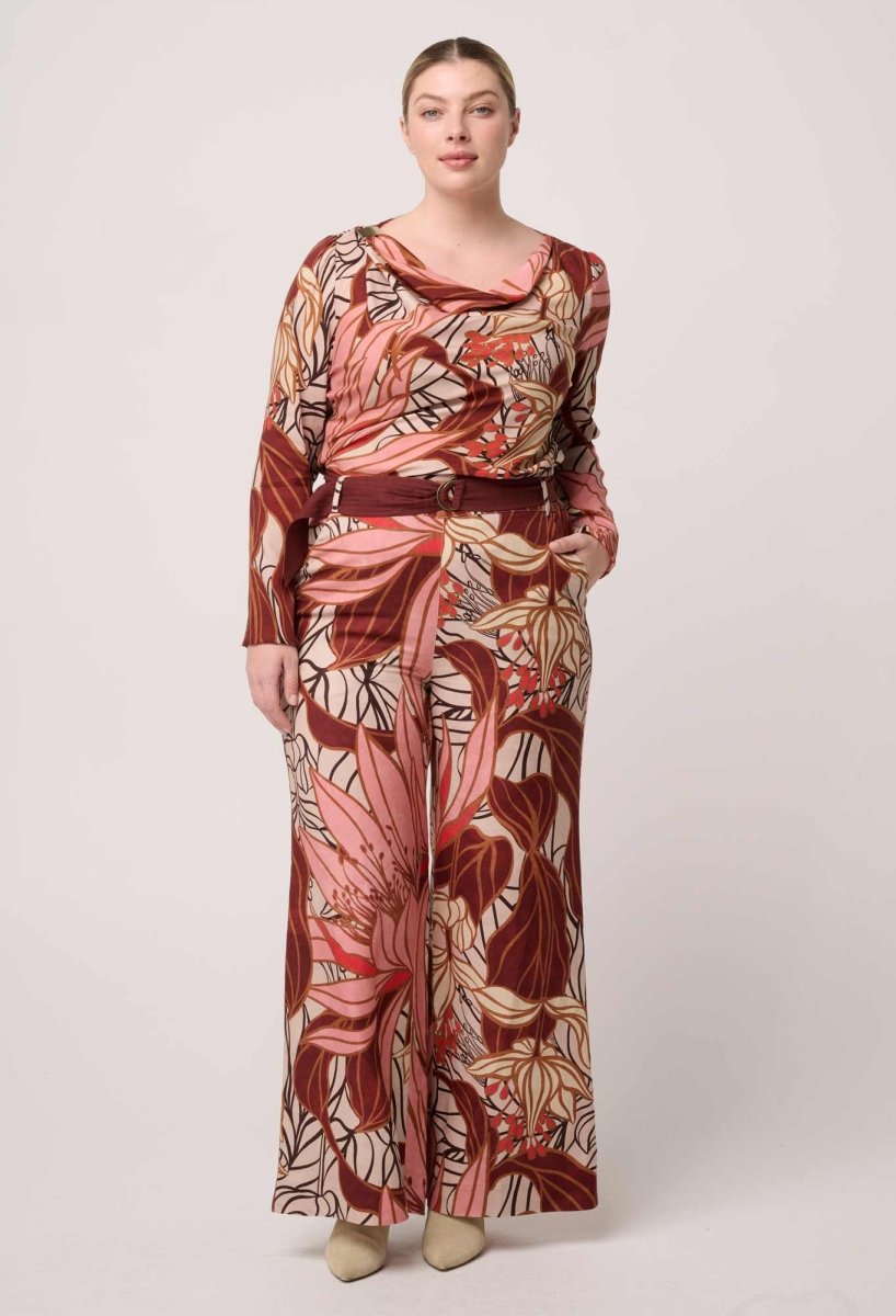 Serene Gold Detail Cupro Viscose Stretch Print Top in Cathedral Botanic Blouse Once Was