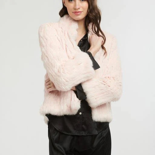 365 Days High neck Rabbit Fur Jacket - Tea Rose Coats & Jackets 365 days