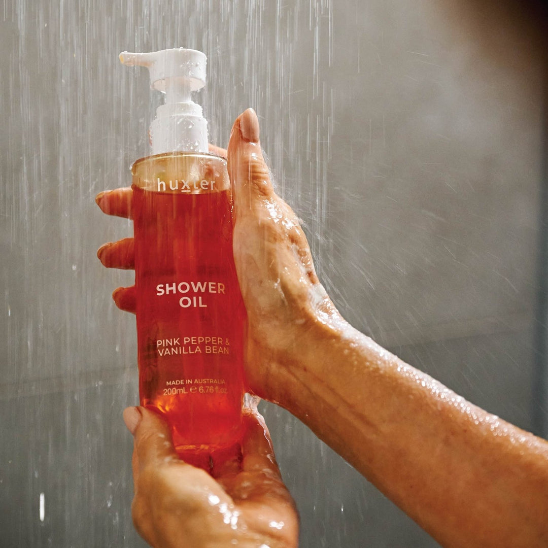 Shower Oil 200ml - Pink Pepper &amp; Vanilla Bean Huxter