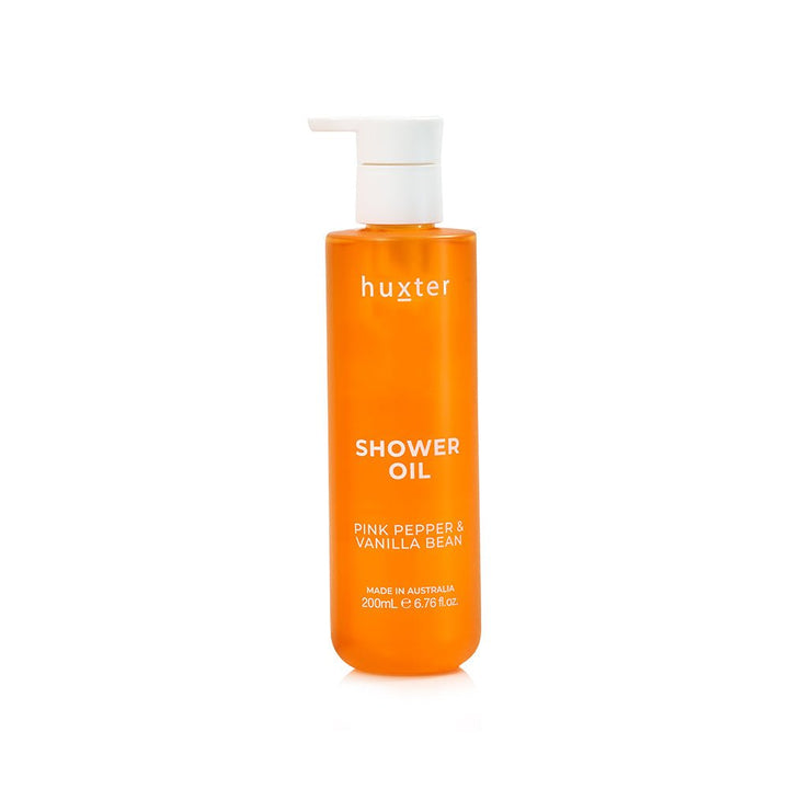 Shower Oil 200ml - Pink Pepper &amp; Vanilla Bean Huxter