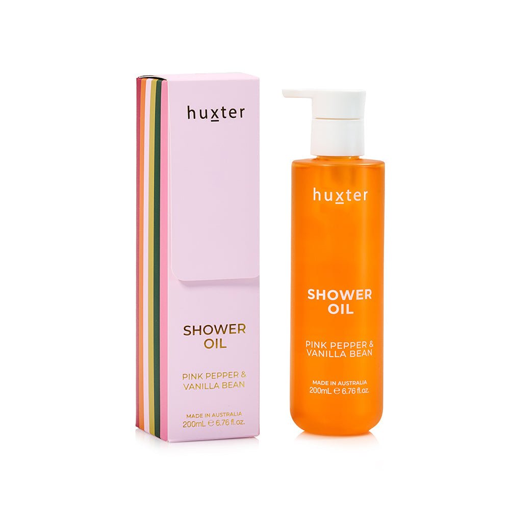 Shower Oil 200ml - Pink Pepper & Vanilla Bean Huxter