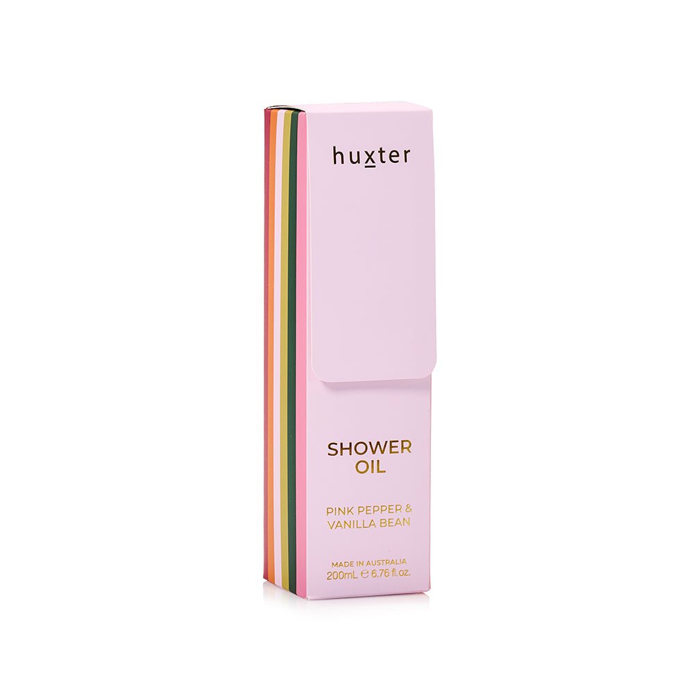 Shower Oil 200ml - Pink Pepper &amp; Vanilla Bean Huxter