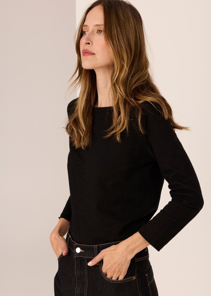 Silas Boat Neck Tee - chocolate knit POL