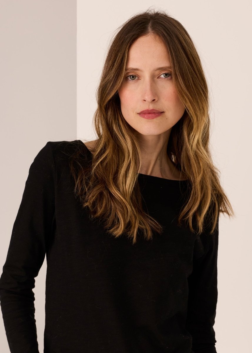 Silas Boat Neck Tee - chocolate knit POL