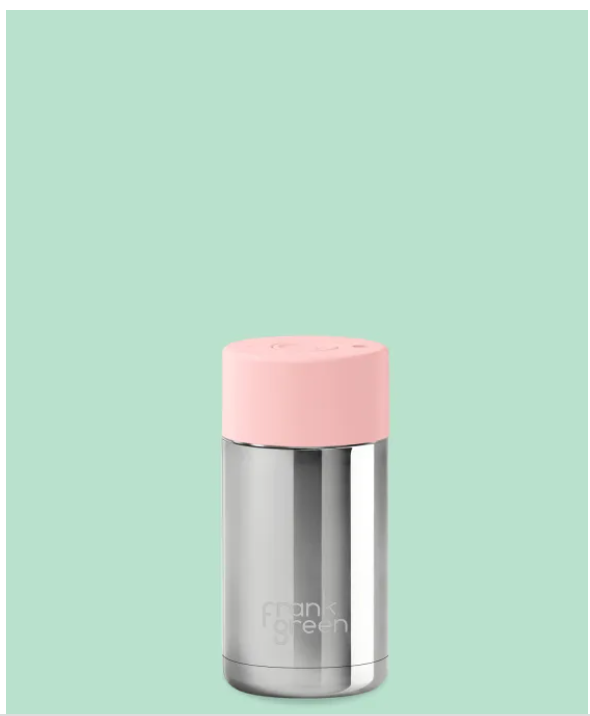 Ceramic Reusable Cup - 12oz / 355ml - Silver with Blushed Lid