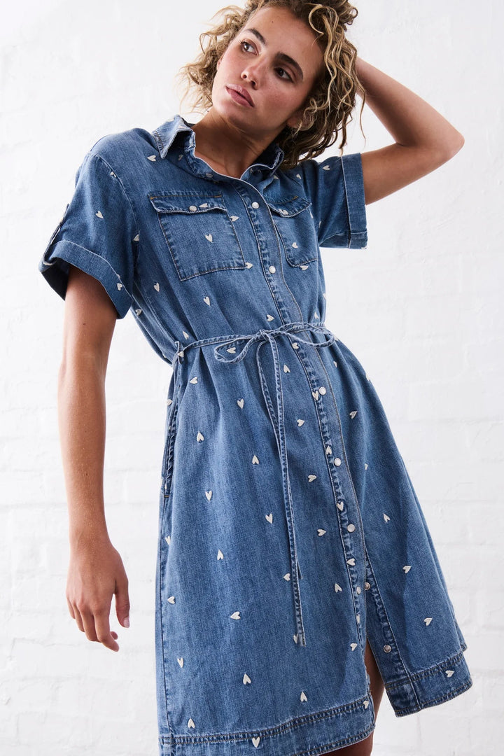 Simone Dress | Heart - 70s Blue dress Kireina