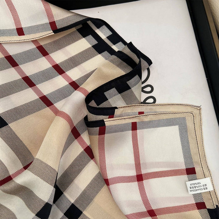 Simple Plaid 100% Mulberry Silk Scarf Stanleyandstone