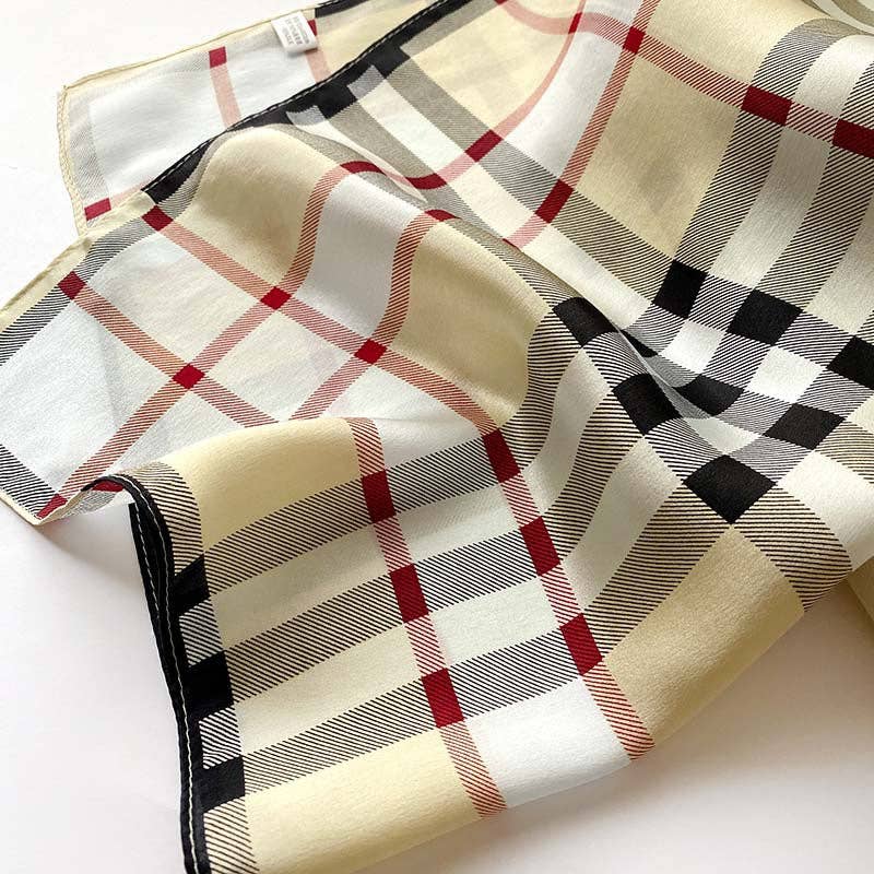 Simple Plaid 100% Mulberry Silk Scarf Stanleyandstone