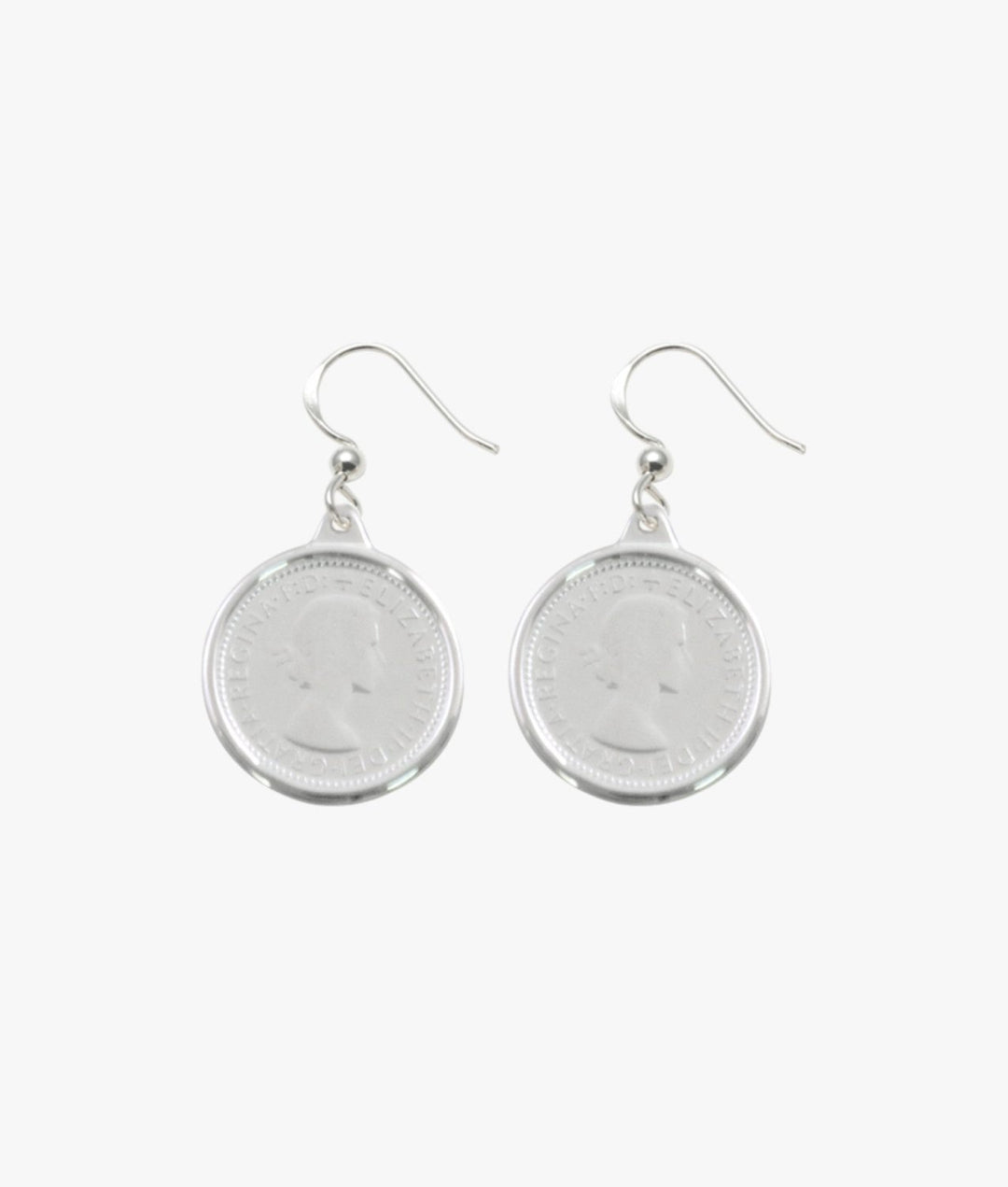 Sixpence Sterling silver coin earrings earing Von Treskow