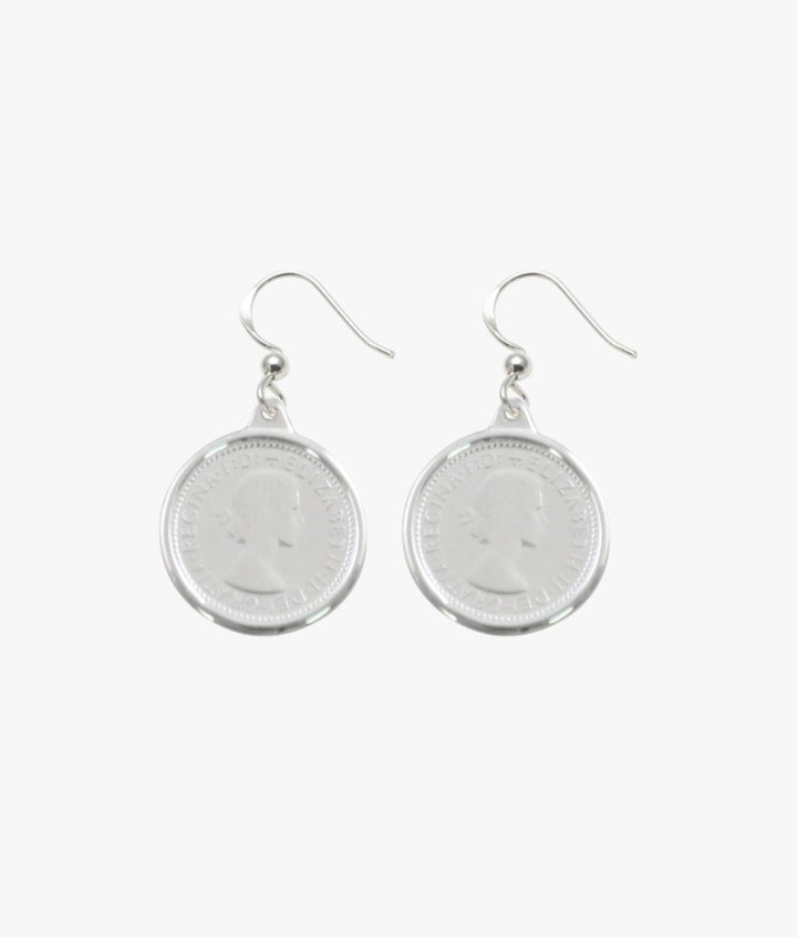 Sixpence Sterling silver coin earrings earing Von Treskow