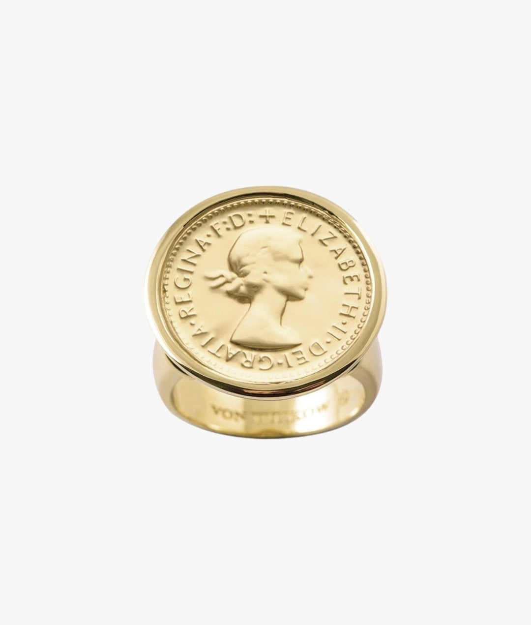 Sixpence Yellow gold plated Coin Ring - Stanleyandstone