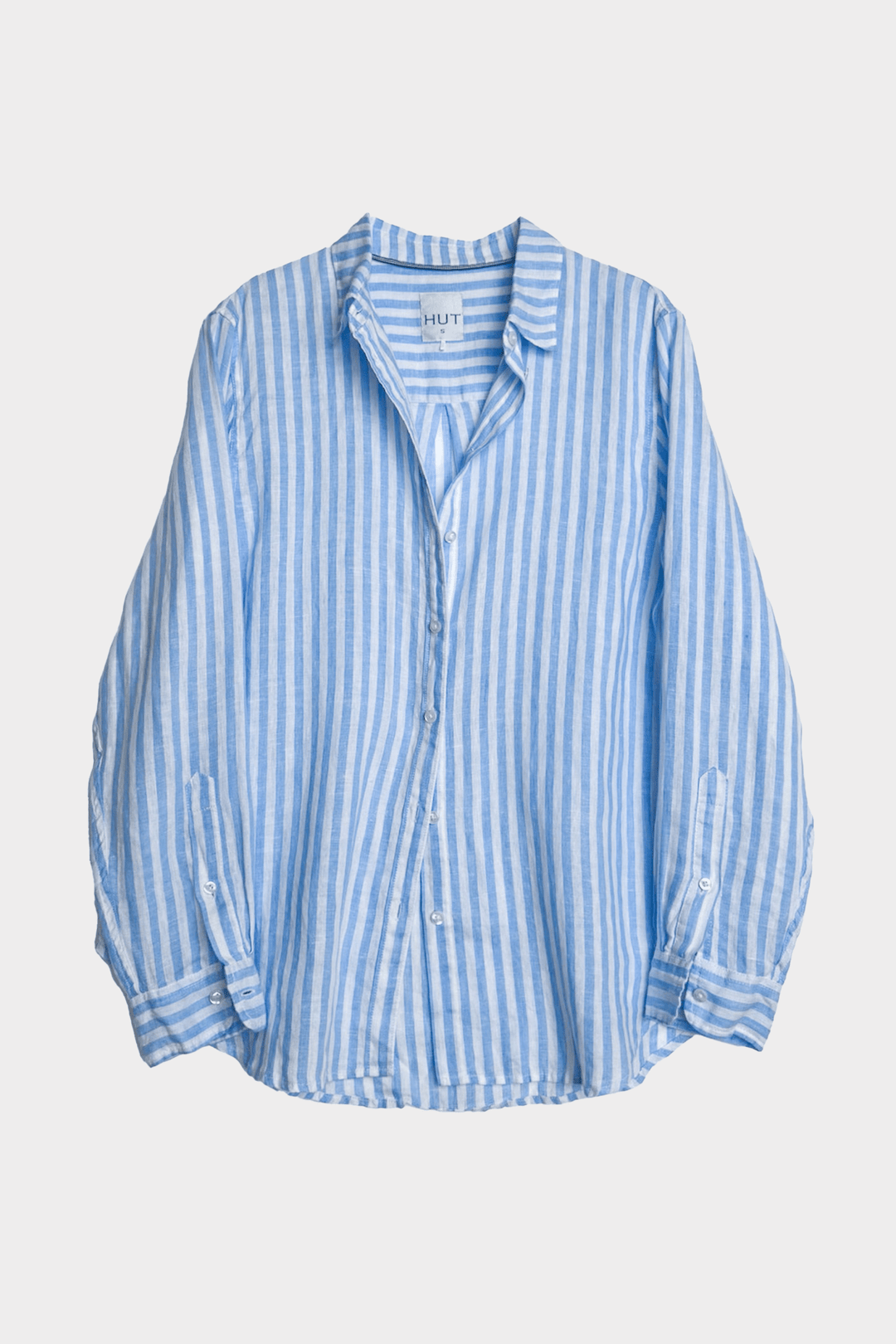 Sky Blue Yarn Dyed Stripe Boyfriend Linen Shirt H U T