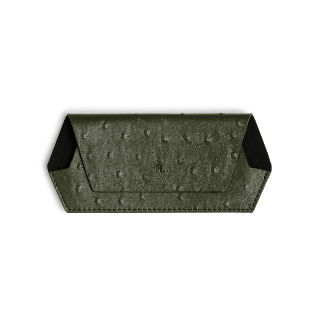 Slimline Glasses Case Ostrich print - Olive glasses case Fox and Leo