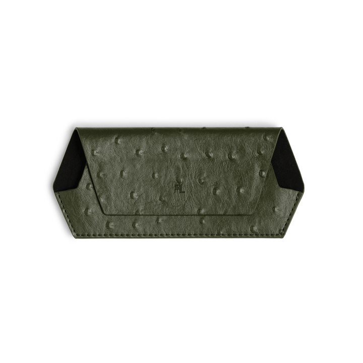 Slimline Glasses Case Ostrich print - Olive glasses case Fox and Leo