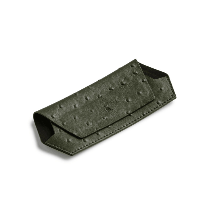 Slimline Glasses Case Ostrich print - Olive glasses case Fox and Leo