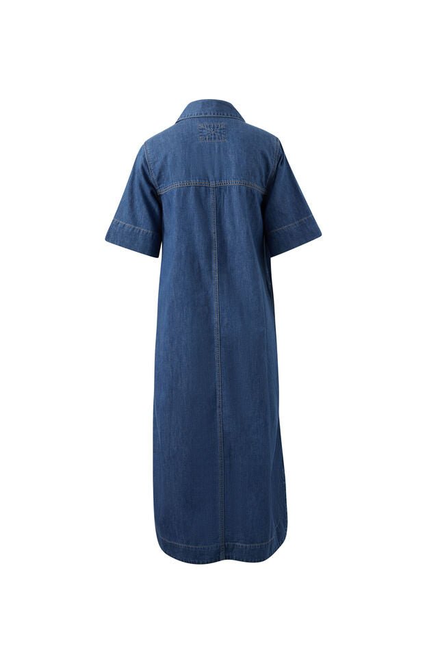 Sloane Short Sleeve Midi Dress - True Indigo dress Ceres Life