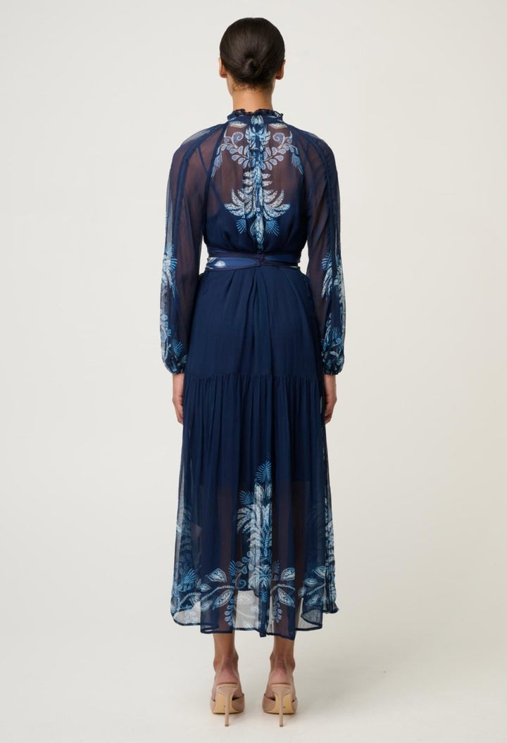 Sloane Viscose Chiffon Print Midi Dress - Moonlit Batik Dress Once Was