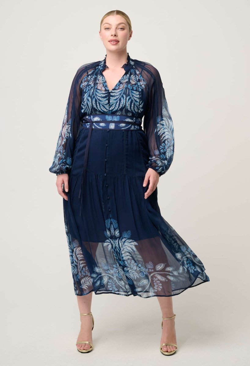 Sloane Viscose Chiffon Print Midi Dress - Moonlit Batik Dress Once Was