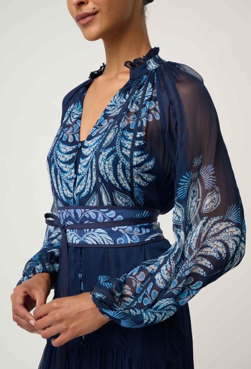 Sloane Viscose Chiffon Print Midi Dress - Moonlit Batik Dress Once Was