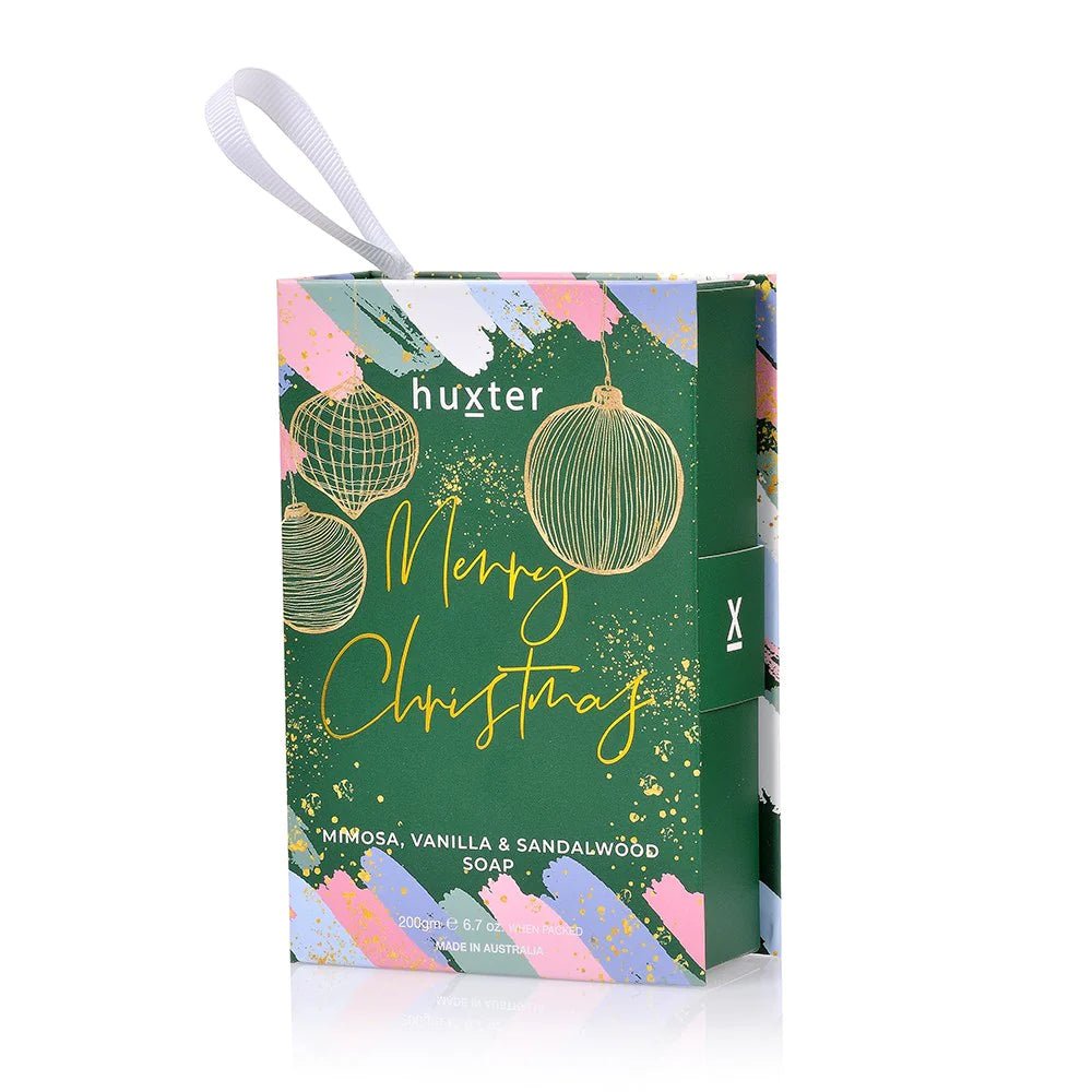Soap Book Hanging - green with Pastels Xmas Baubles soap HUXTER