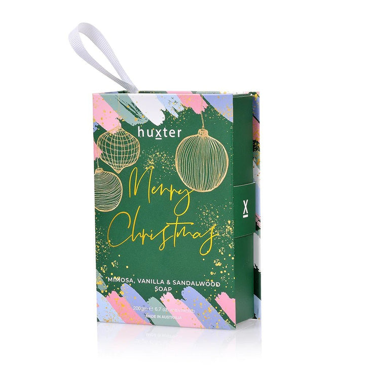 Soap Book Hanging - green with Pastels Xmas Baubles soap HUXTER