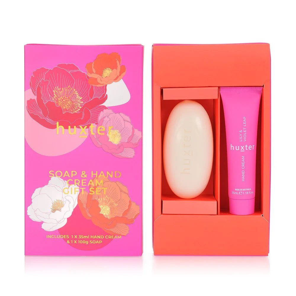 Soap & Hand Cream Gift Box | Lily & Violet Leaf Bar Soap HUXTER