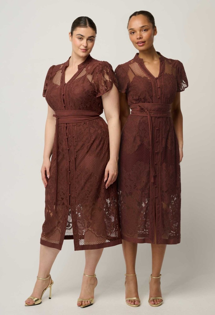 Solene Cotton Blend Lace Dress in Rosewood dress Once Was