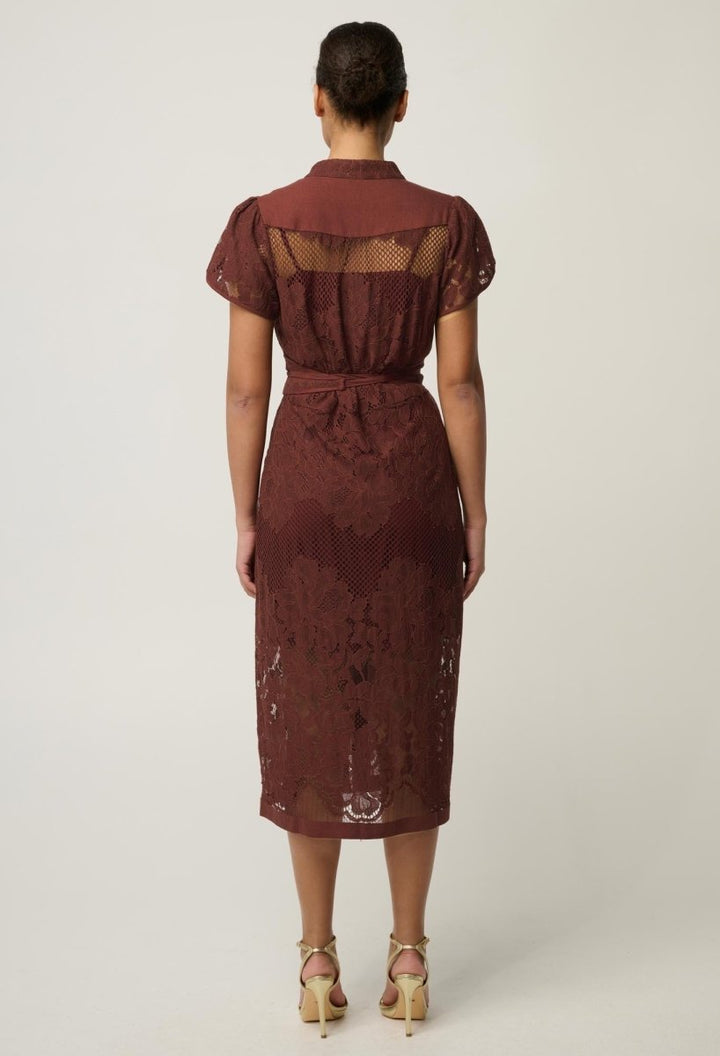 Solene Cotton Blend Lace Dress in Rosewood dress Once Was
