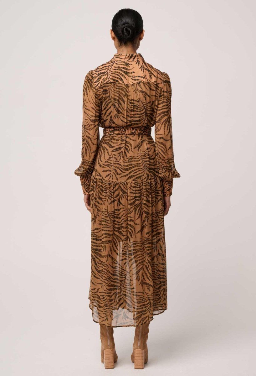 Solene Sheer Viscose Midi Dress in Exotica OnceWas