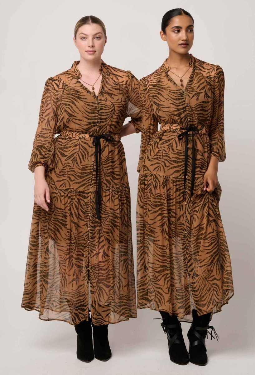 Solene Sheer Viscose Midi Dress in Exotica OnceWas
