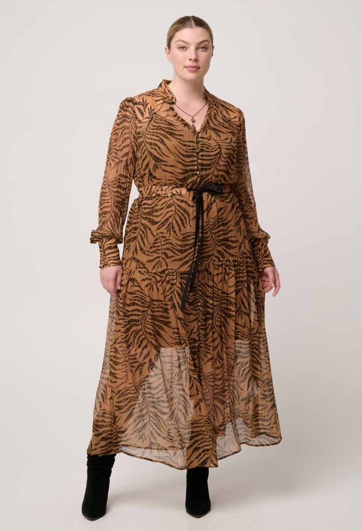 Solene Sheer Viscose Midi Dress in Exotica OnceWas