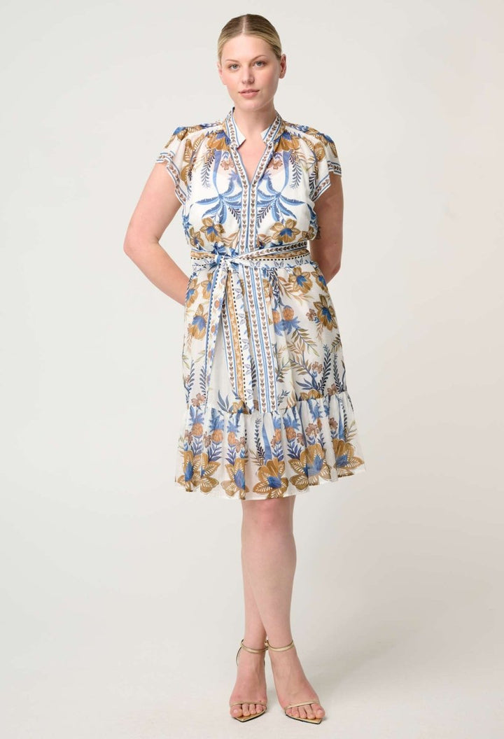 Soraya Cotton Silk Dress in Golden Medina Yougantai David