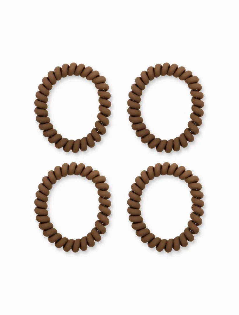 Spiral Hair Tie Pack of 4 - multiple colors hair accessories zjoosh Mocha