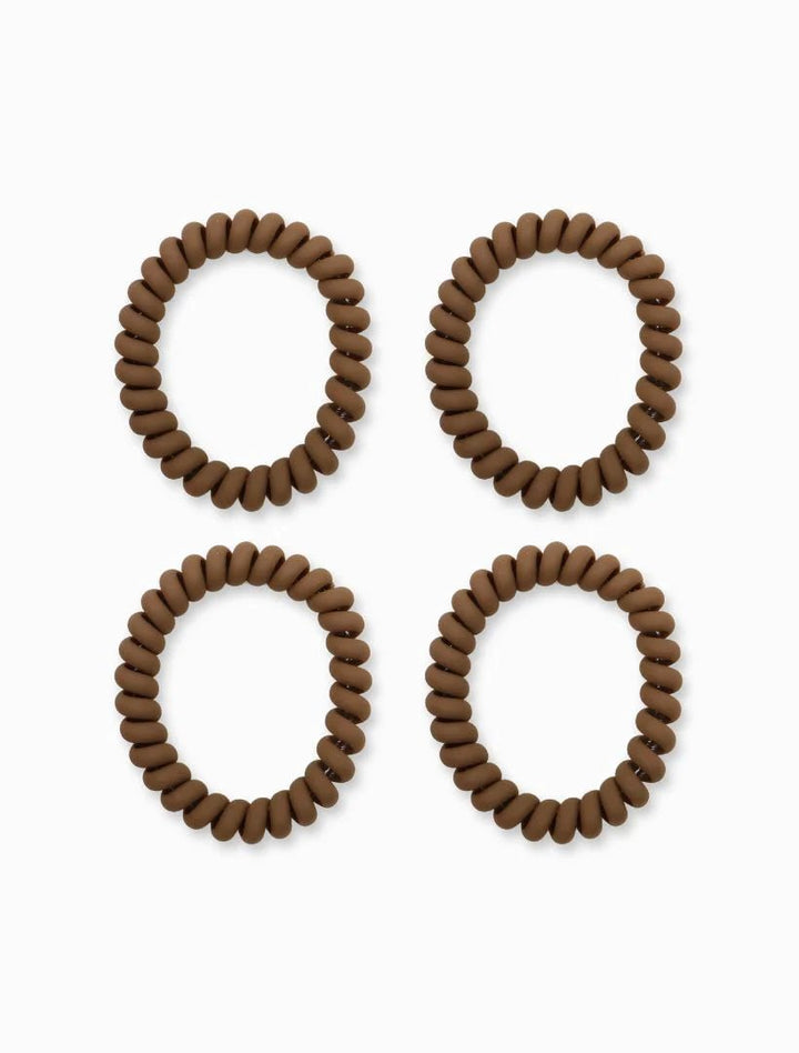 Spiral Hair Tie Pack of 4 - multiple colors hair accessories zjoosh Mocha