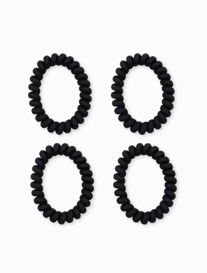 Spiral Hair Tie Pack of 4 - multiple colors hair accessories zjoosh black