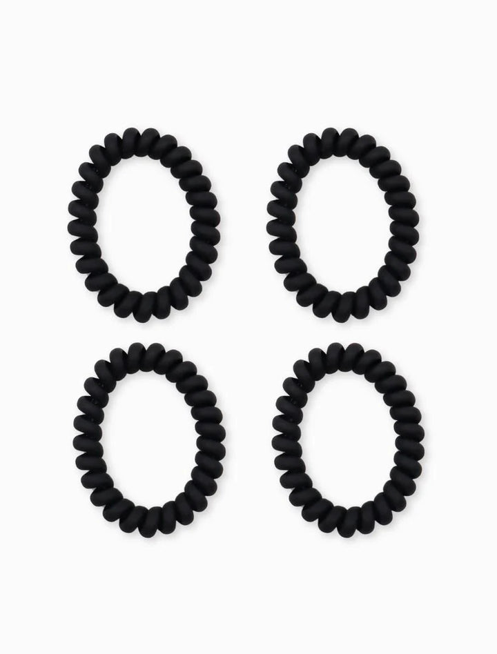 Spiral Hair Tie Pack of 4 - multiple colors hair accessories zjoosh black