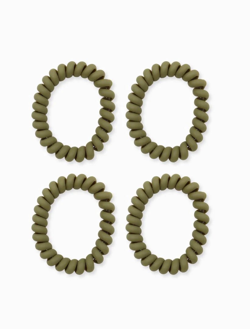 Spiral Hair Tie Pack of 4 - multiple colors hair accessories zjoosh Khaki