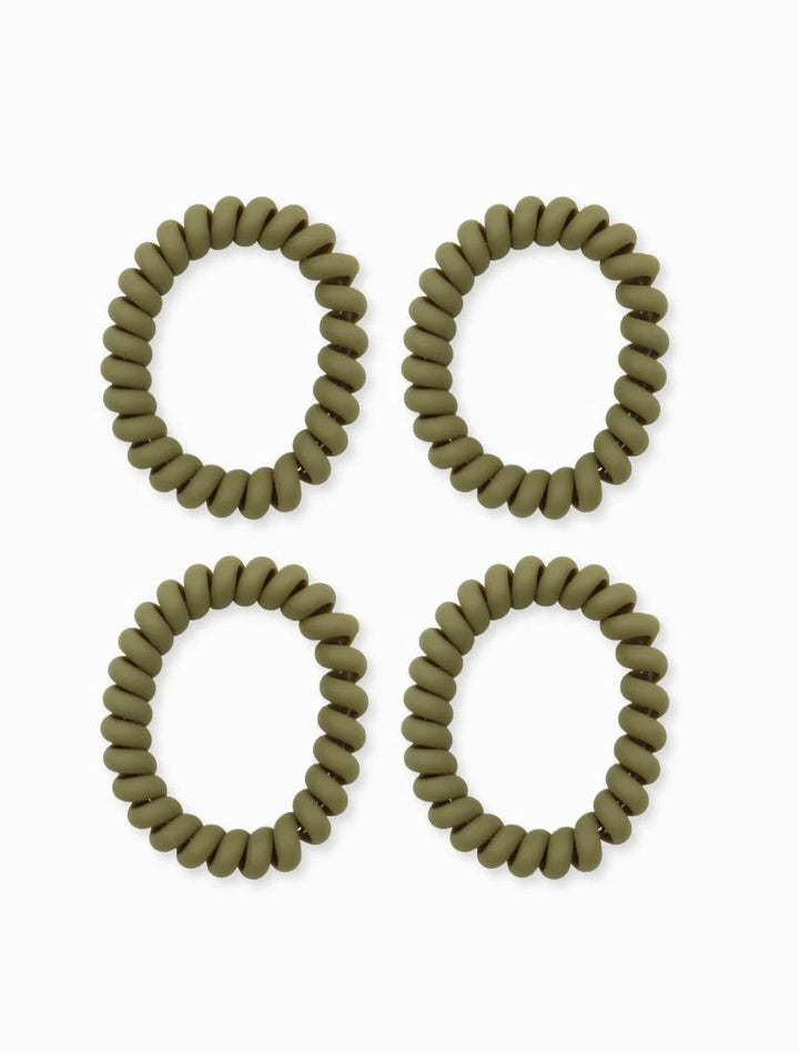 Spiral Hair Tie Pack of 4 - multiple colors hair accessories zjoosh Khaki