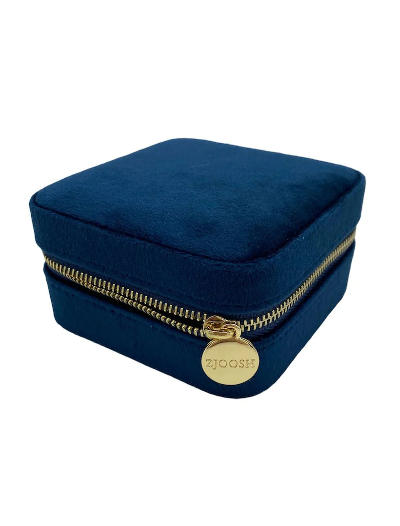 Square Velvet Jewelery Case - Navy Accessories zjoosh   
