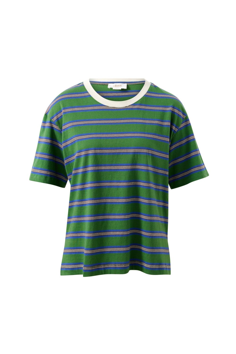 Stevie Slouchy Tee - Basil/Blue Stripe Tee shirt Ceres Life